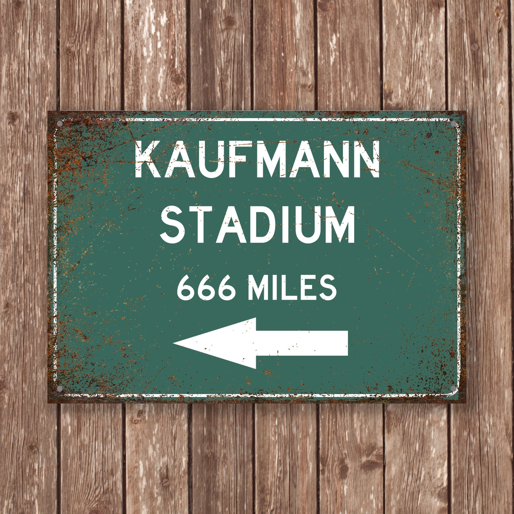 PERSONALIZED KAUFMANN STADIUM Distance Sign, Kaufmann Stadium, Kaufmann Stadium Miles, Kansas Sign, Kansas gift, Kansas Souvenir