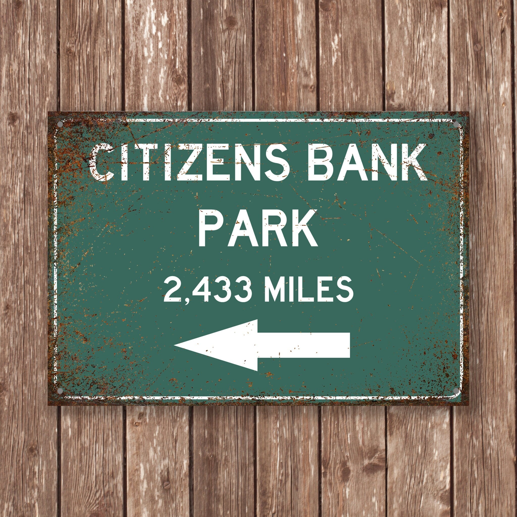 PERSONALIZED CITIZENS BANK Park Distance Sign, Citizens Bank Park, Citizens Bank Park Miles, Philly Sign, Philly gift, Philly Souvenir