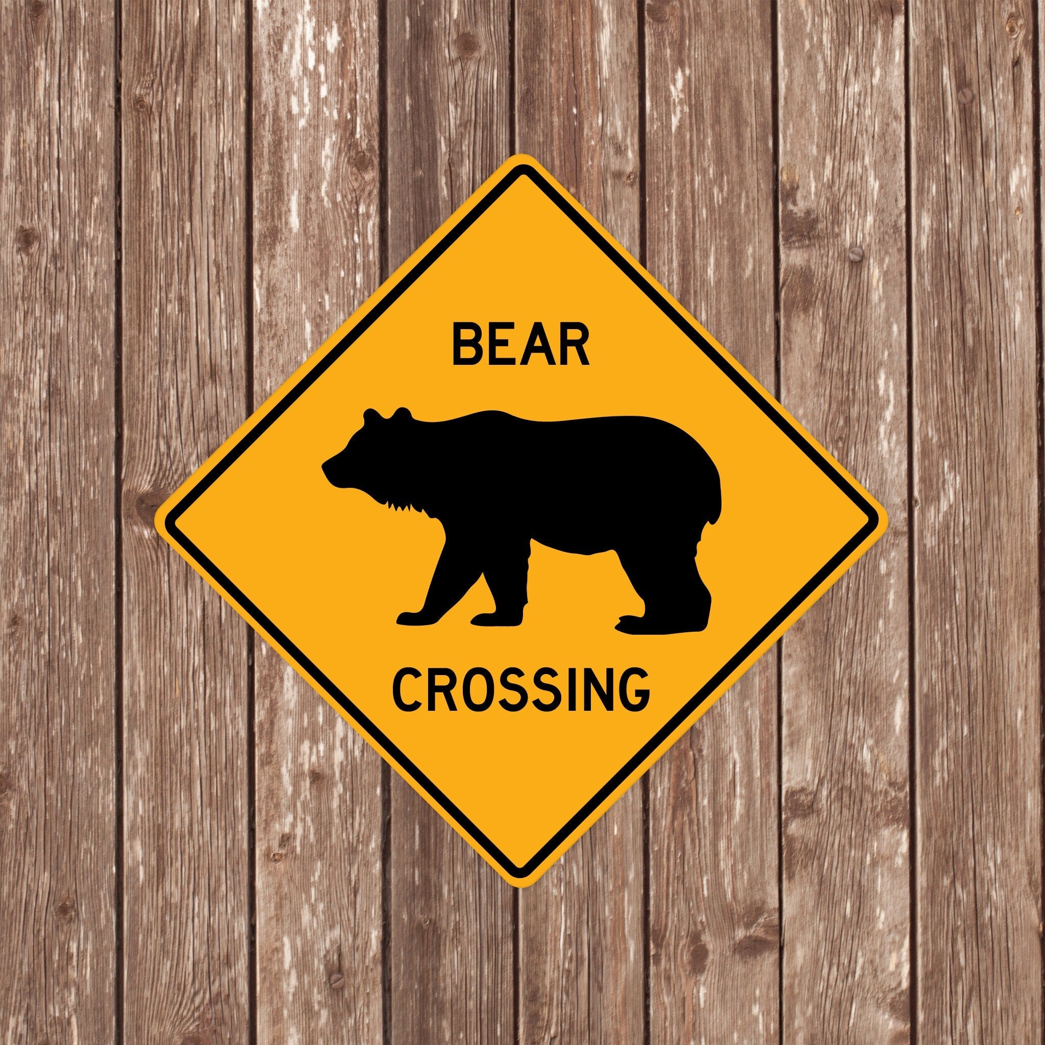 BEAR CROSSING SIGN - Bear Crossing Signs, Bears, Warning Bear Crossing, Bear Signs, Bear Decor, Bear Xing, Yellow Sign, Bears Crossing sign