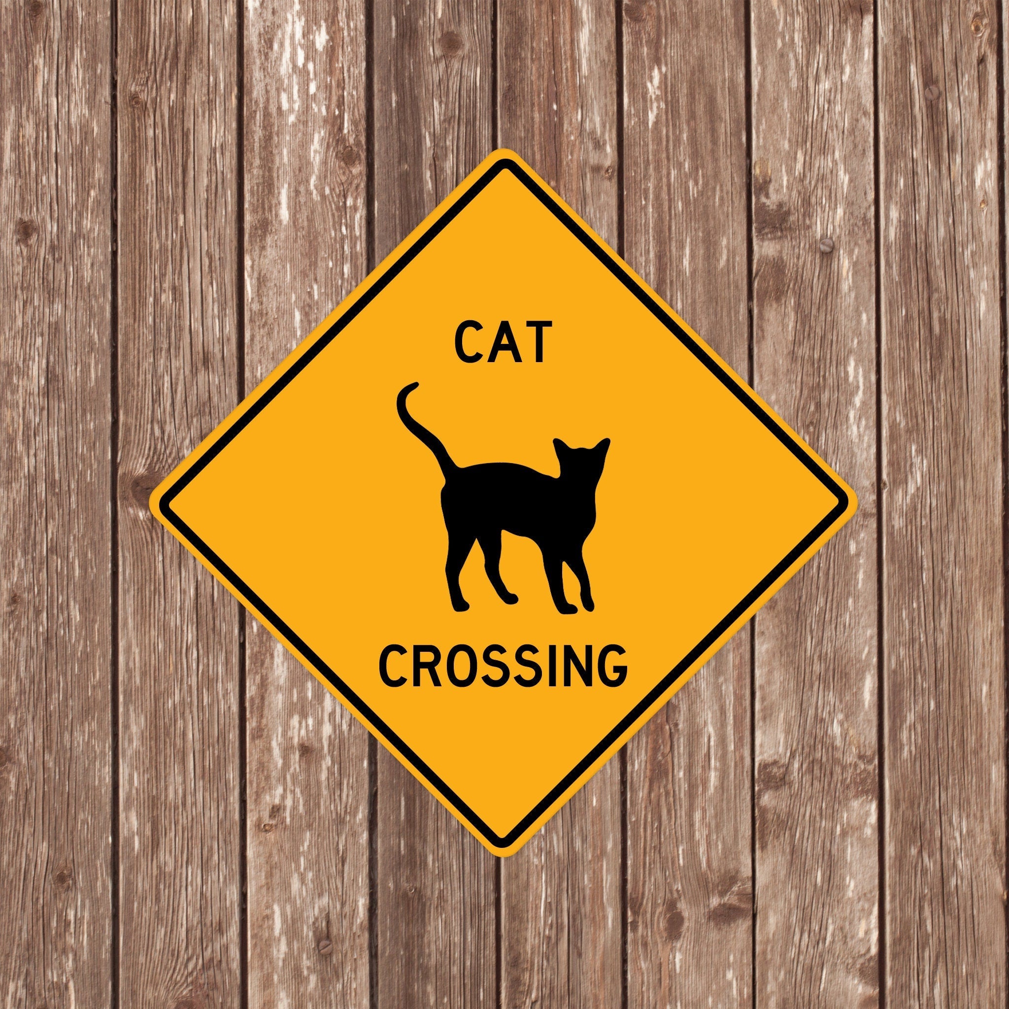 CAT CROSSING SIGN - Cat Crossing Signs, Cats, Warning Cat Crossing, Cat Signs, Cat Decor, Cat Xing, Yellow Sign, Cats Crossing sign