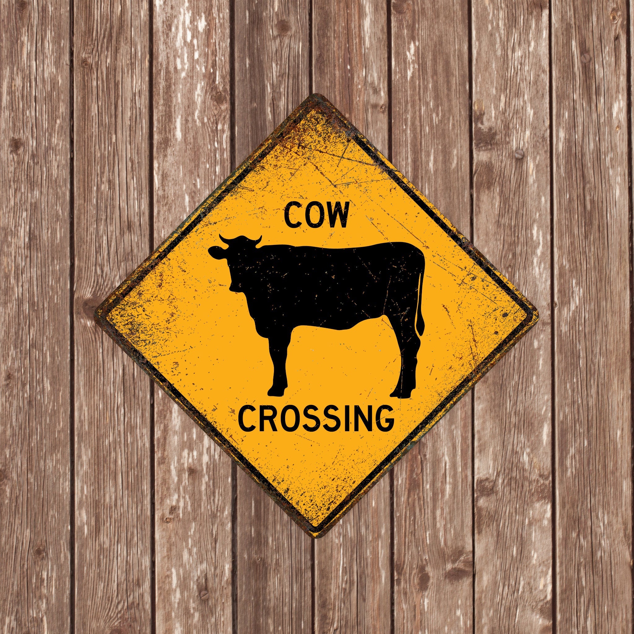 COW CROSSING SIGN - Cow Crossing Signs, Cows, Warning Cow Crossing, Cow Signs, Cow Decor, Cow Xing, Yellow Sign, Cows Crossing sign