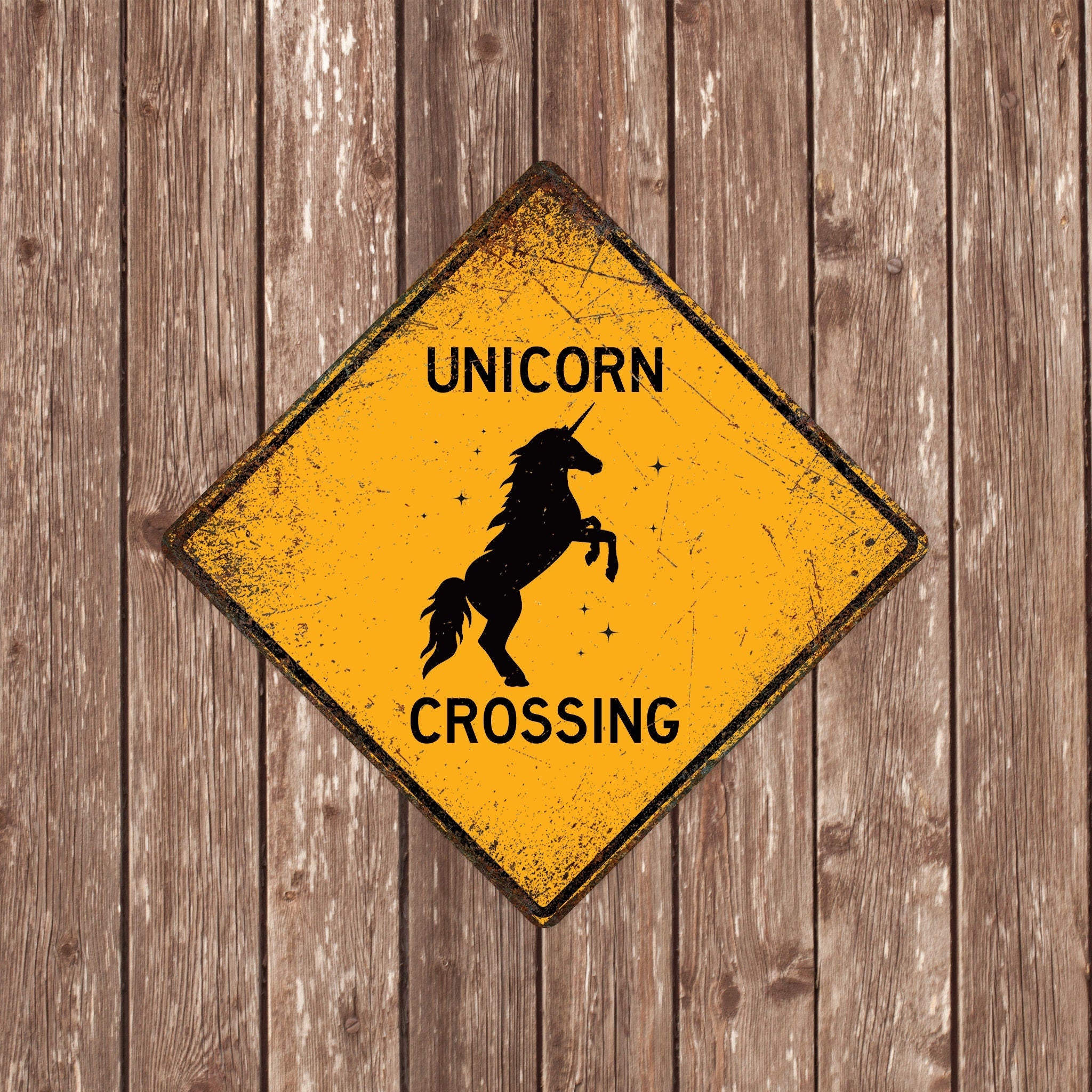 UNICORN CROSSING SIGN - Unicorn Crossing Signs, Unicorns, Warning Unicorn Crossing, Unicorn Signs, Unicorn Decor, Unicorn Xing, Yellow Sign