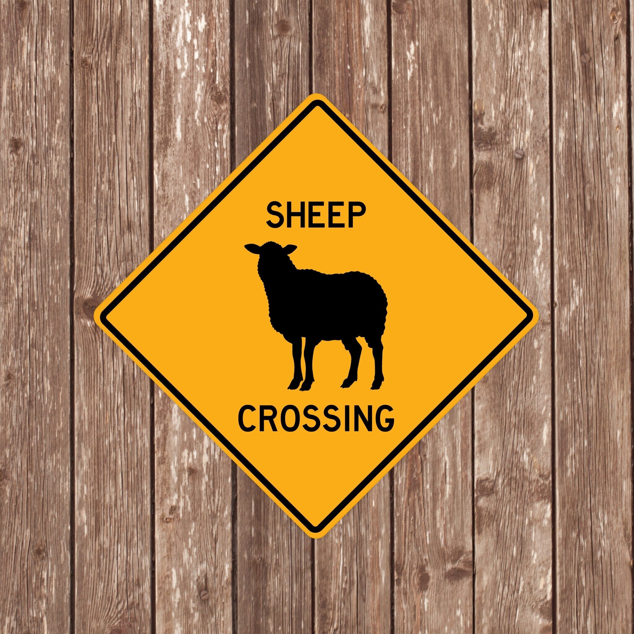 SHEEP CROSSING SIGN - Sheep Crossing Signs, Sheeps, Warning Sheep Crossing, Sheep Signs, Sheep Decor, Sheep Xing,Yellow Sign,Sheeps Crossing