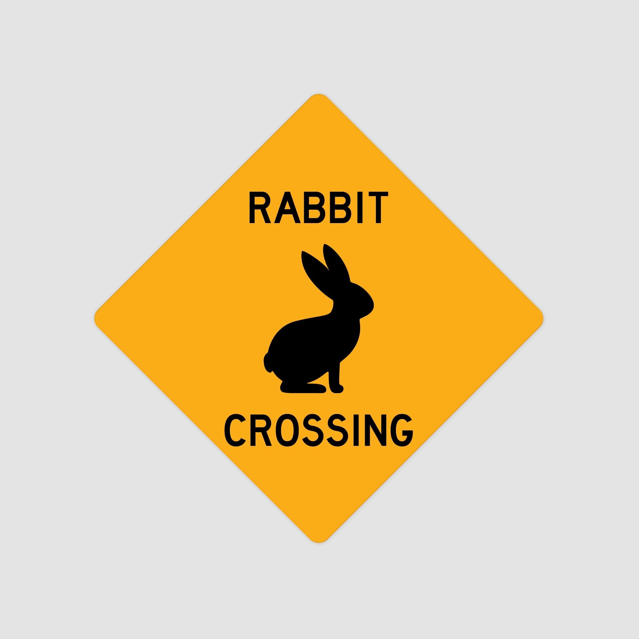 RABBIT CROSSING SIGN - Rabbit Crossing Signs, Rabbits, Warning Rabbit Crossing, Rabbit Signs, Rabbit Decor, Rabbit Xing, Yellow Sign,