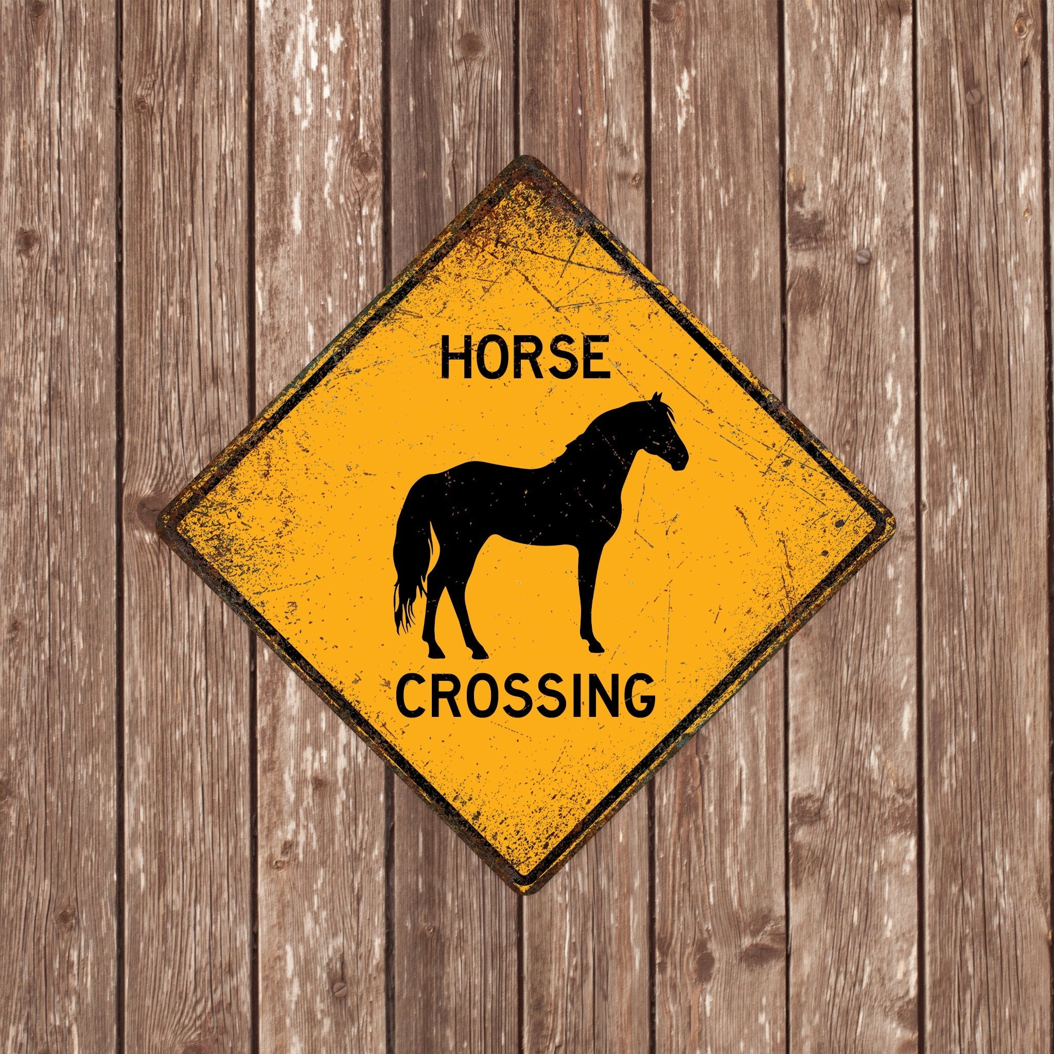 HORSE CROSSING SIGN - Horse Crossing Signs, Horses, Warning Horse Crossing, Horse Signs, Horse Decor, Horse Xing,Yellow Sign,Horses Crossing