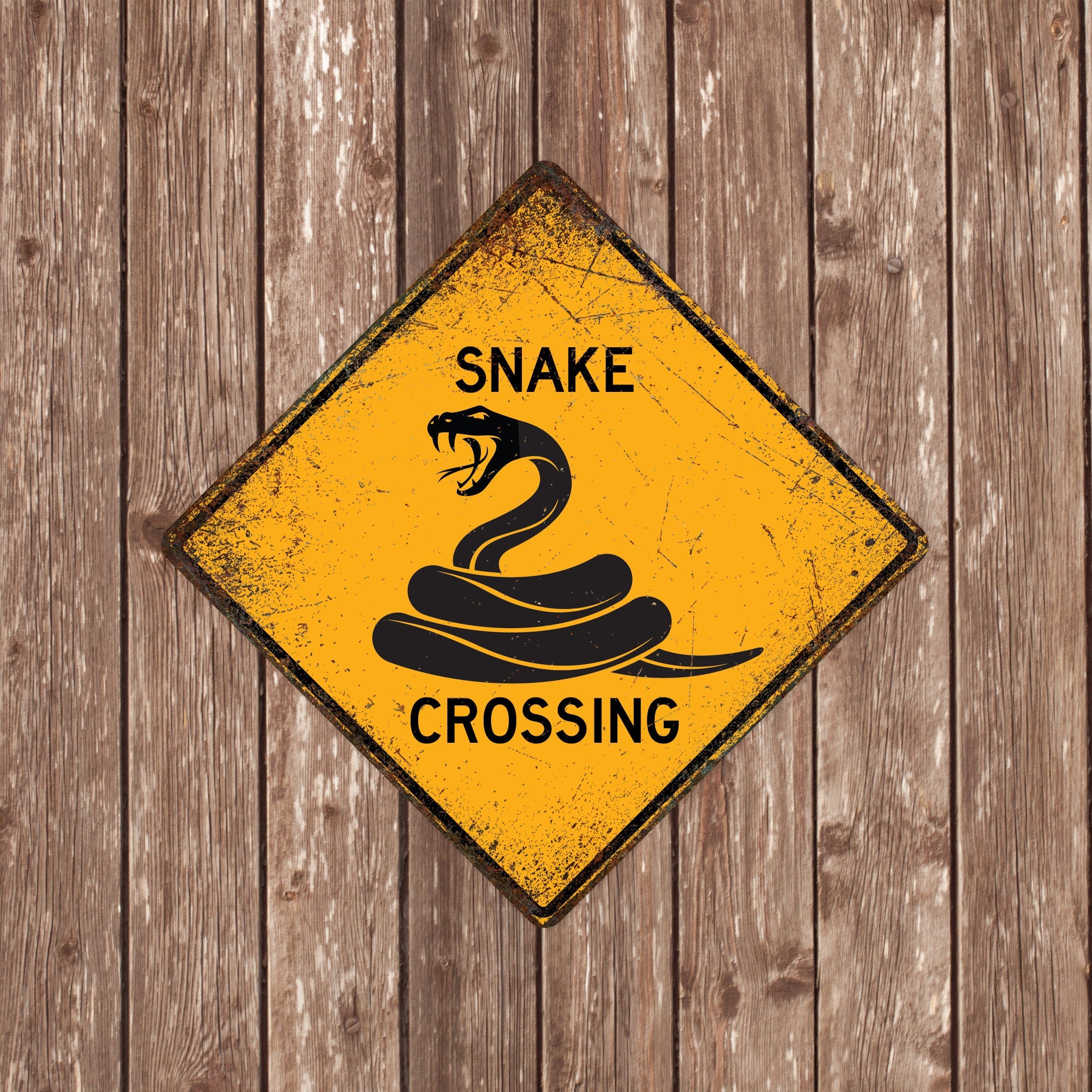 SNAKE CROSSING SIGN - Snake Crossing Signs, Snakes, Warning Snake Crossing, Snake Signs, Snake Decor, Snake Xing,Yellow Sign,Snakes Crossing