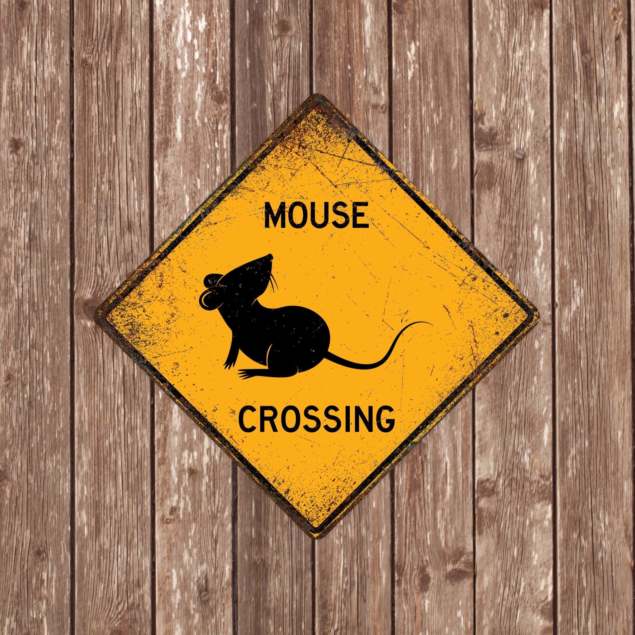 MOUSE CROSSING SIGN - Mouse Crossing Signs, Mouses, Warning Mouse Crossing, Mouse Signs, Mouse Decor, Mouse Xing,Yellow Sign,Mouses Crossing