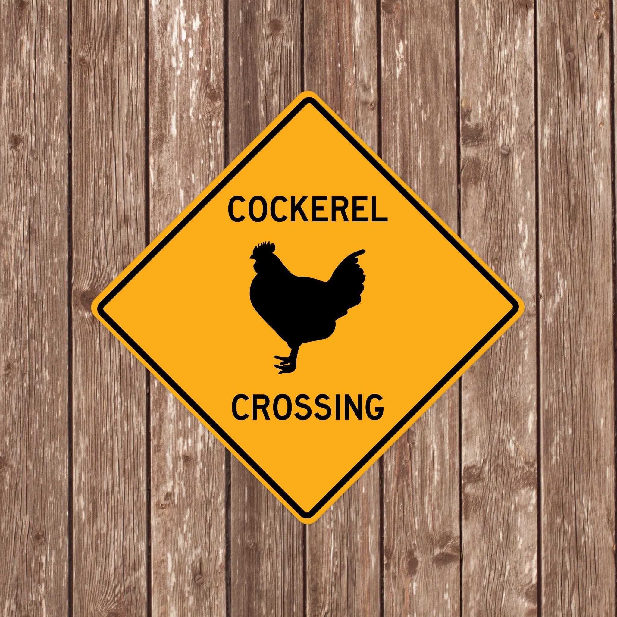 COCKEREL CROSSING SIGN - Cockerel Crossing Signs, Cockerels, Warning Cockerel Crossing, Cockerel Signs, Cockerel Decor, Cockerel Xing