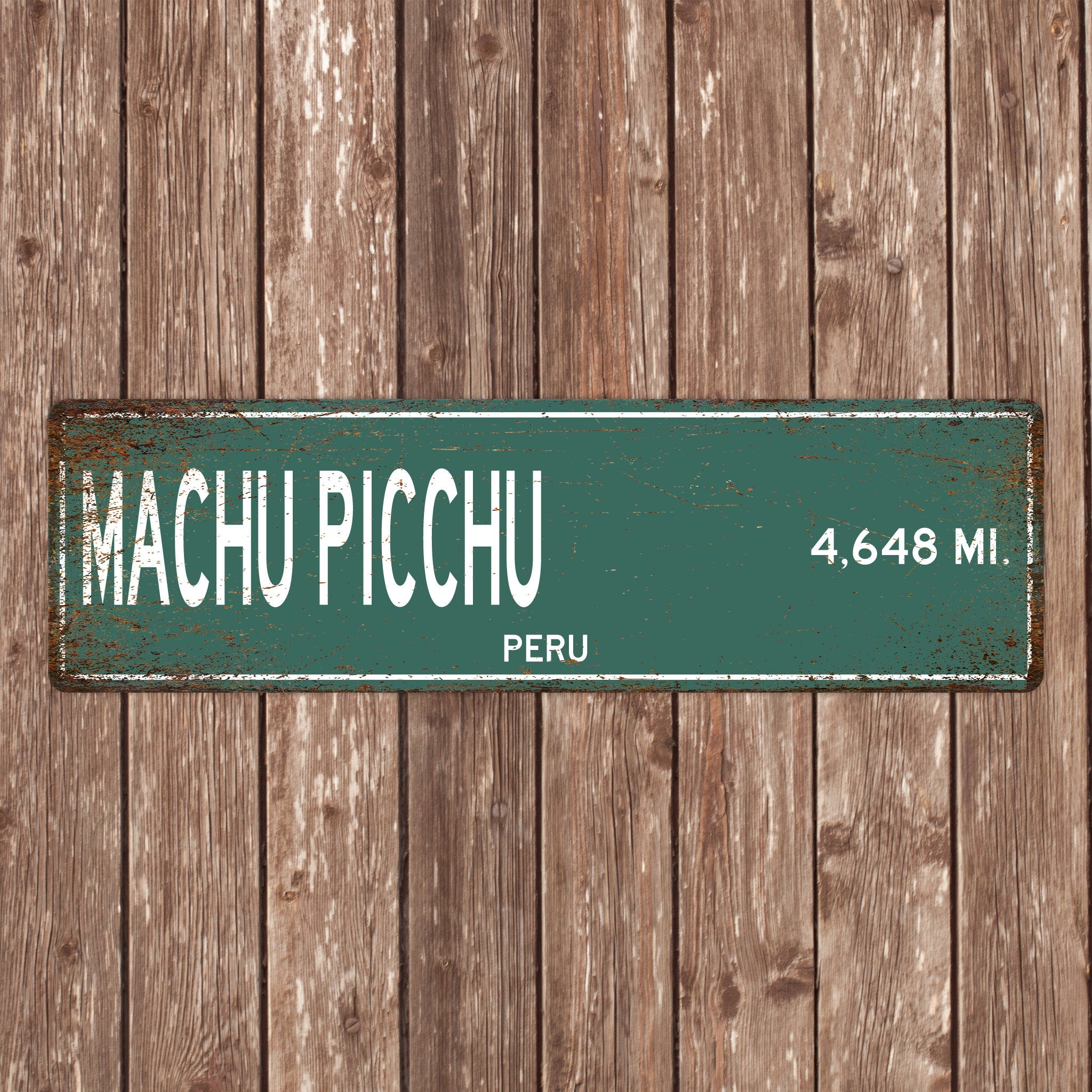 PERSONALIZED MACHU PICCHU Sign, Macchu Picchu Distance Sign, Peru Gift, Peru Gifts, Machu Picchu Souvenir