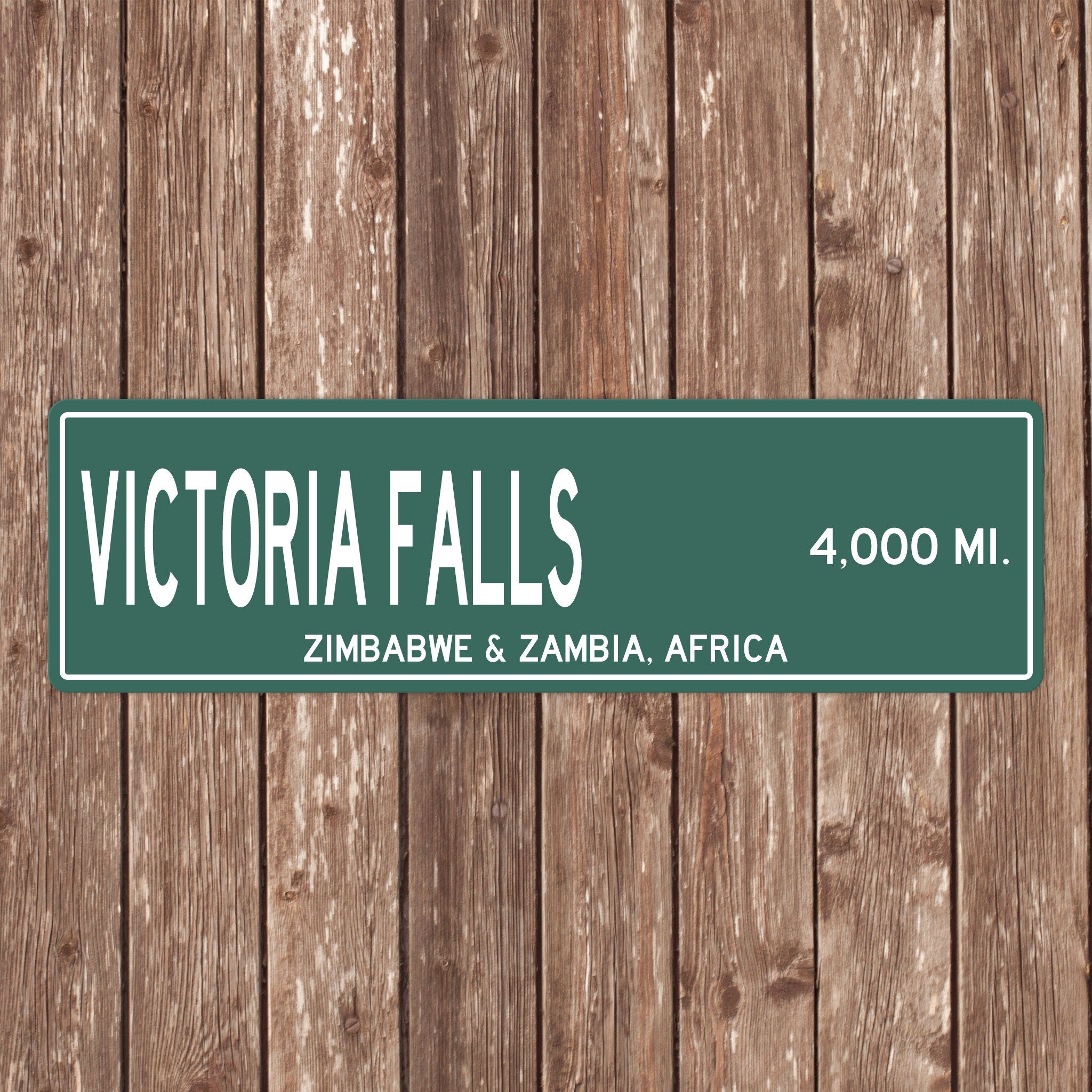 PERSONALIZED VICTORIA FALLS Sign, Victoria Falls Distance Sign, Africa Gift, Zimbabwe and Zambia Gifts, Victoria Falls Souvenir