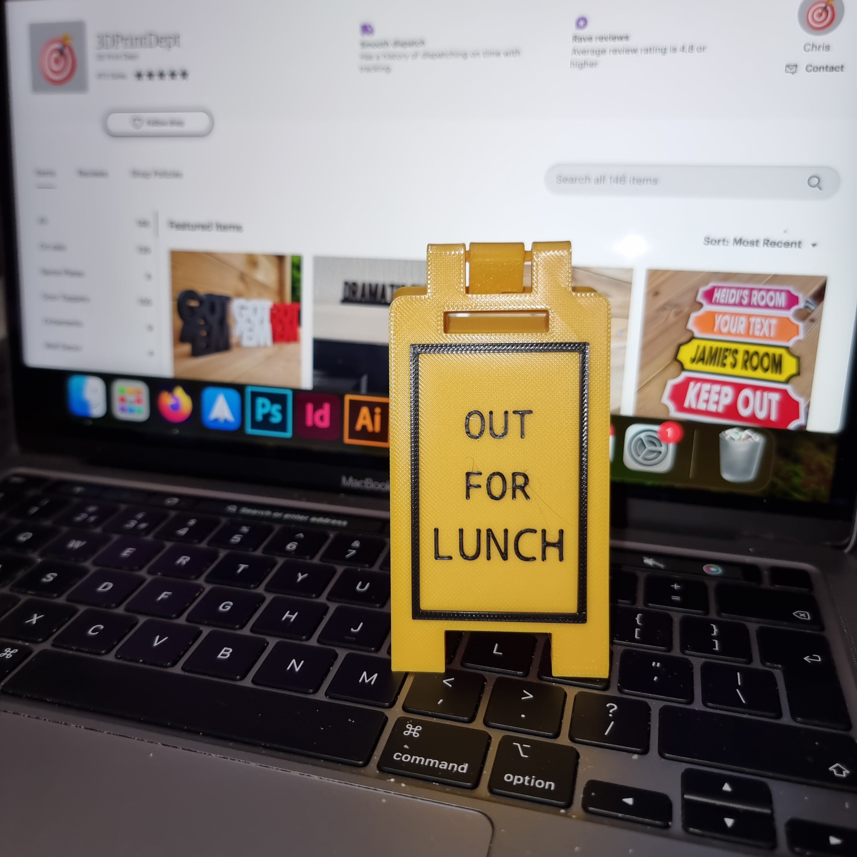 Out For Lunch Mini Floor Sign - Customizable Colors & Text - 3 Different Sizes Available