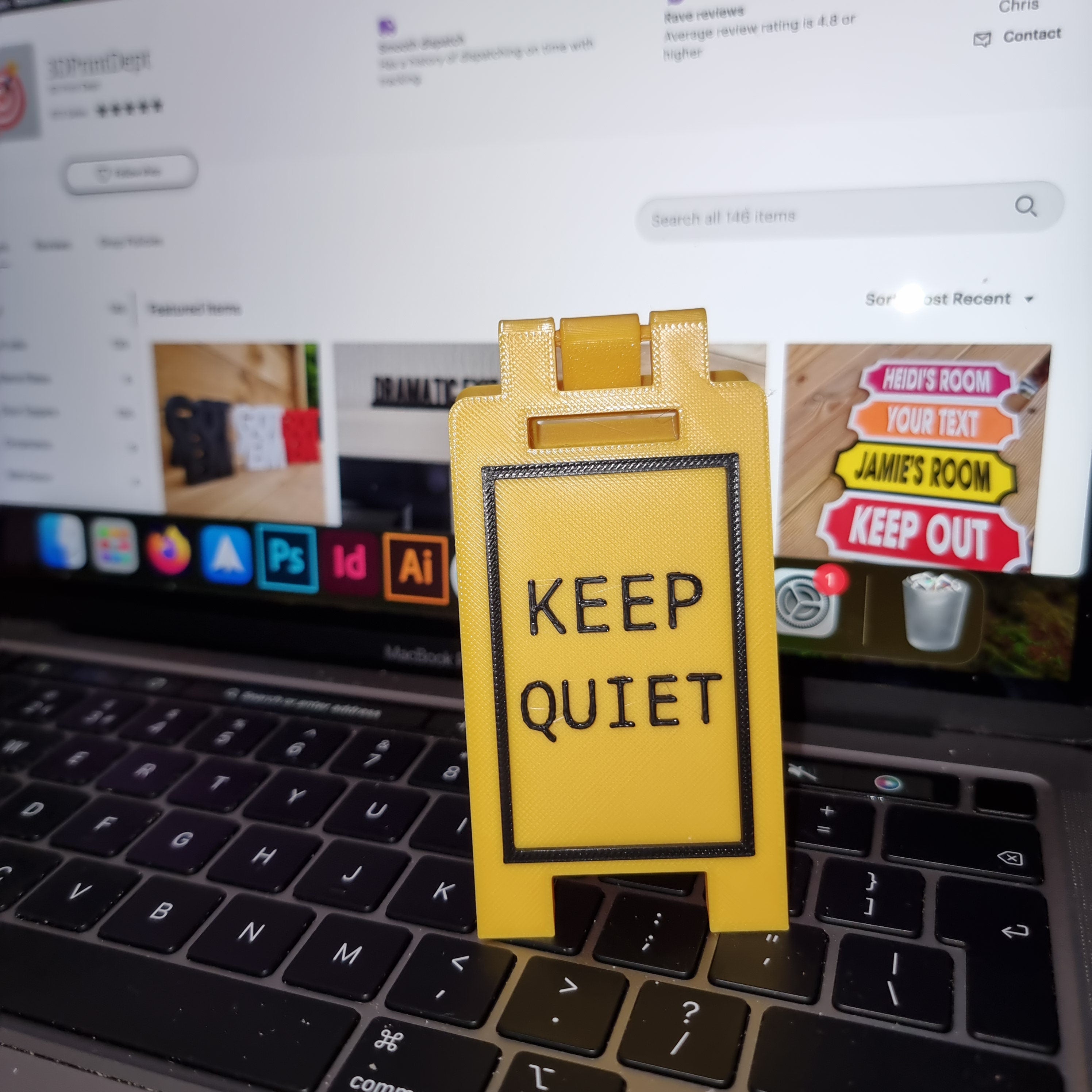 Keep Quiet Mini Floor Sign - Customizable Colors & Text - 3 Different Sizes Available